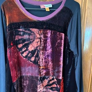 Harari velvet silk front panel top knit back sz M lovely party top. On Sale